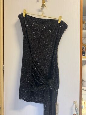 REVOLVE Black Strapless Sequin Mini Dress